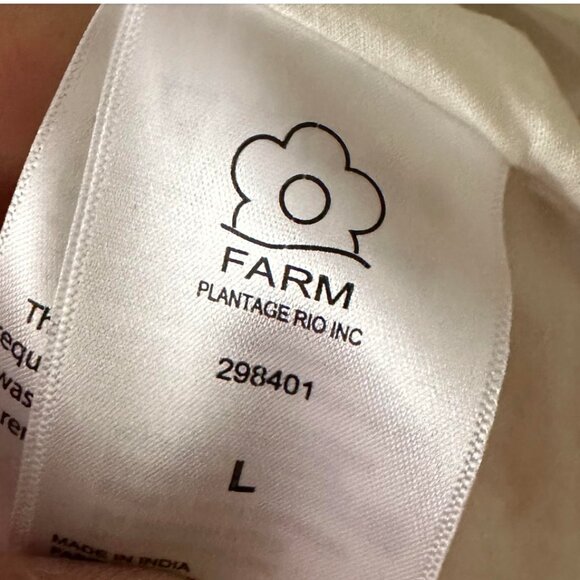 Farm Rio Delicate Forest Scarves Eyelet Asymmetrical Midi Dress off white , Larg - Picture 3 of 4